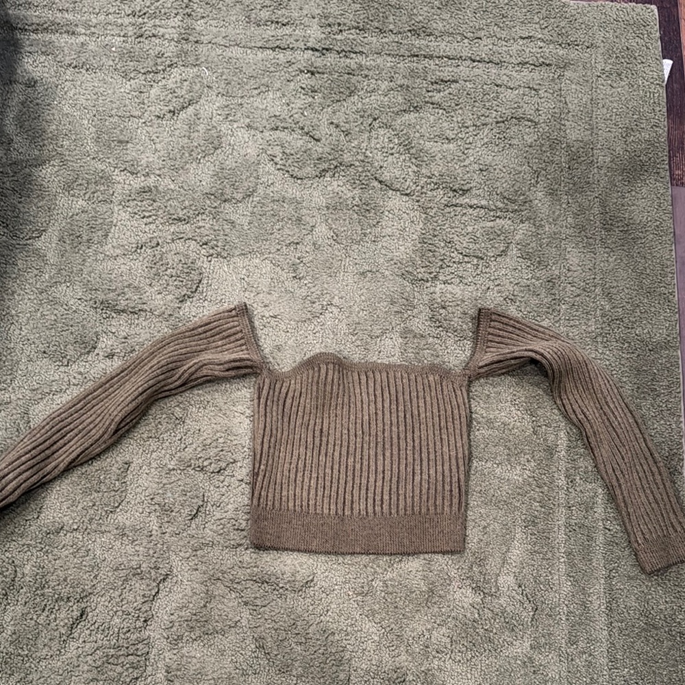 Women's Off-Shoulder Ribbed Sweater - Olive